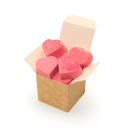 Image of Valentines - Eco Kraft Cube - Raspberry Heart - Chocolate Truffles